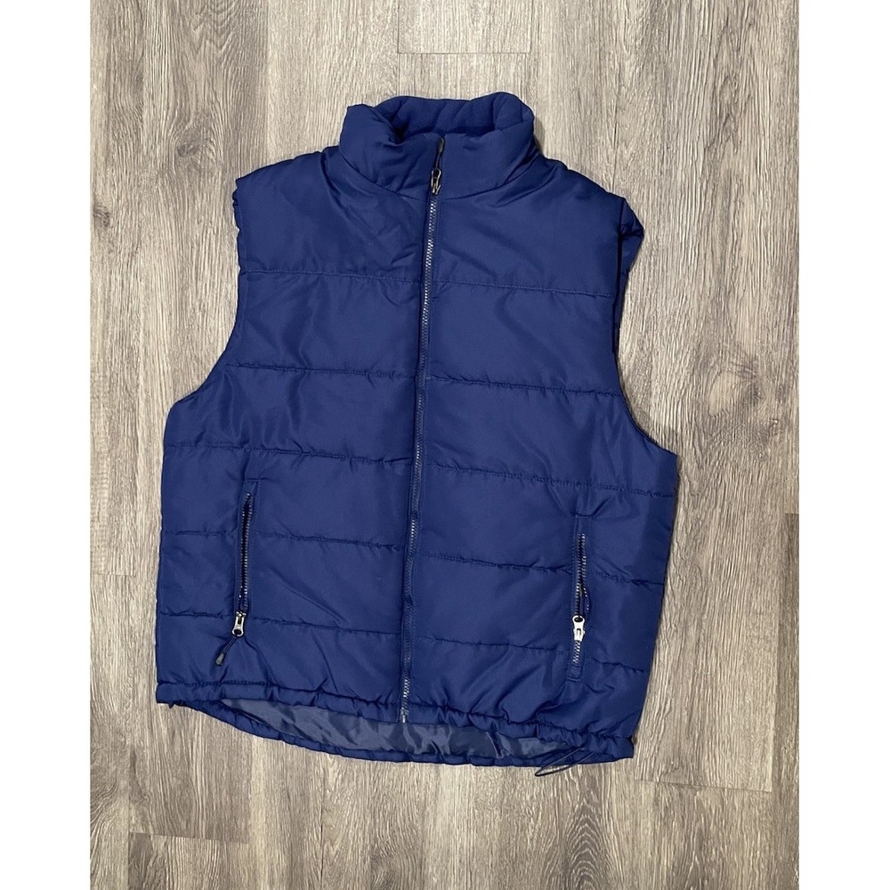 Outdoor Life Puffer Vest Men's Medium Navy Blue‎ Full Zip Pockets Gorpcore Lined